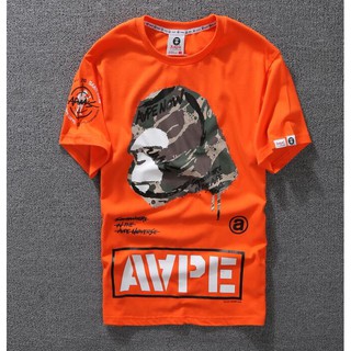 เสื้อฤดูร้อนแบรนด์ Aape แบรนด์หลวมพิมพ์รอบคอแฟชั่นชายและหญิงแขนสั้น