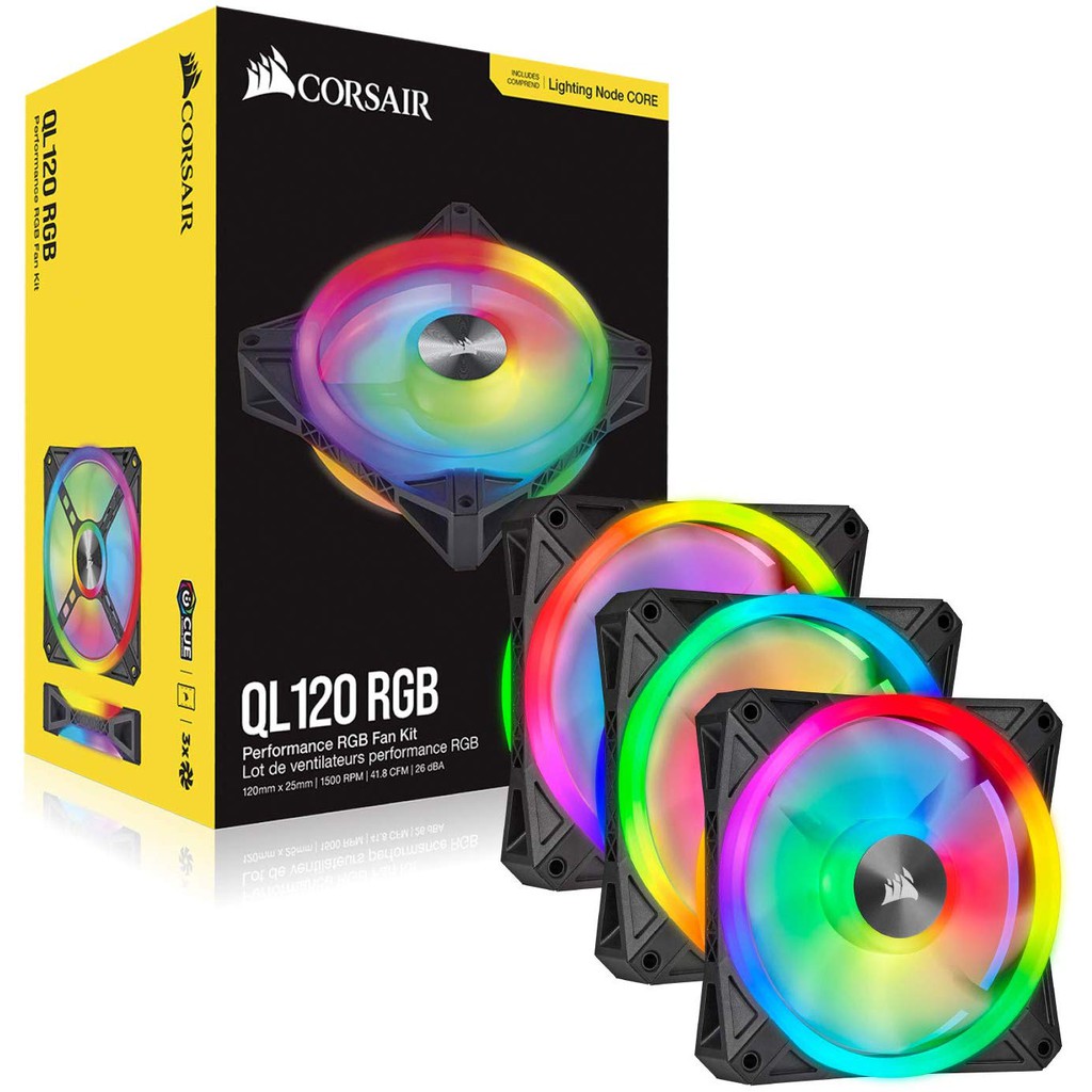 CORSAIR iCUE QL120 RGB 120mm PWM Triple Fan with Lighting Node CORE (CO-9050098-WW)