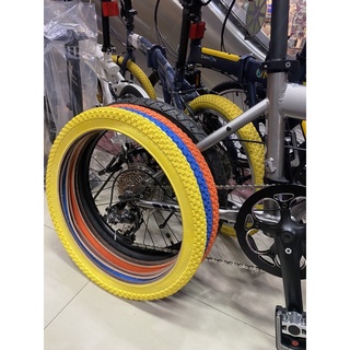 ยางนอกจักรยาน Kenda 20x1.75 (406) ดอกเล็ก สีสดๆ สวยมากเลยครับ สามารถใช้ได้กับจักรยานทุกชนิด เช่น จักยานพับ BMX