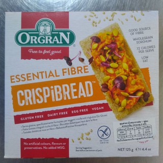 Orgran Essential Fibre Crispibread 125g ออร์แกรนขนมปังกรอบเอสเซนเชียลไฟเบอร์ 125 กรัม