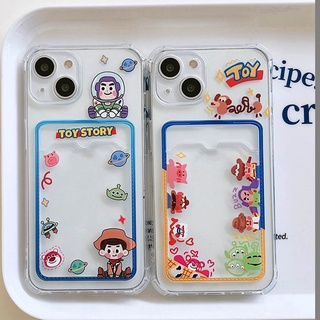 เคสโทรศัพท์มือถือ TPU นิ่ม แบบใส กันรอยขีดข่วน กันฝุ่น ลายเอเลี่ยน Toy Story มีช่องใส่บัตร สําหรับ iPhone 11 13 12 Pro Max XS X XR 7 8Plus