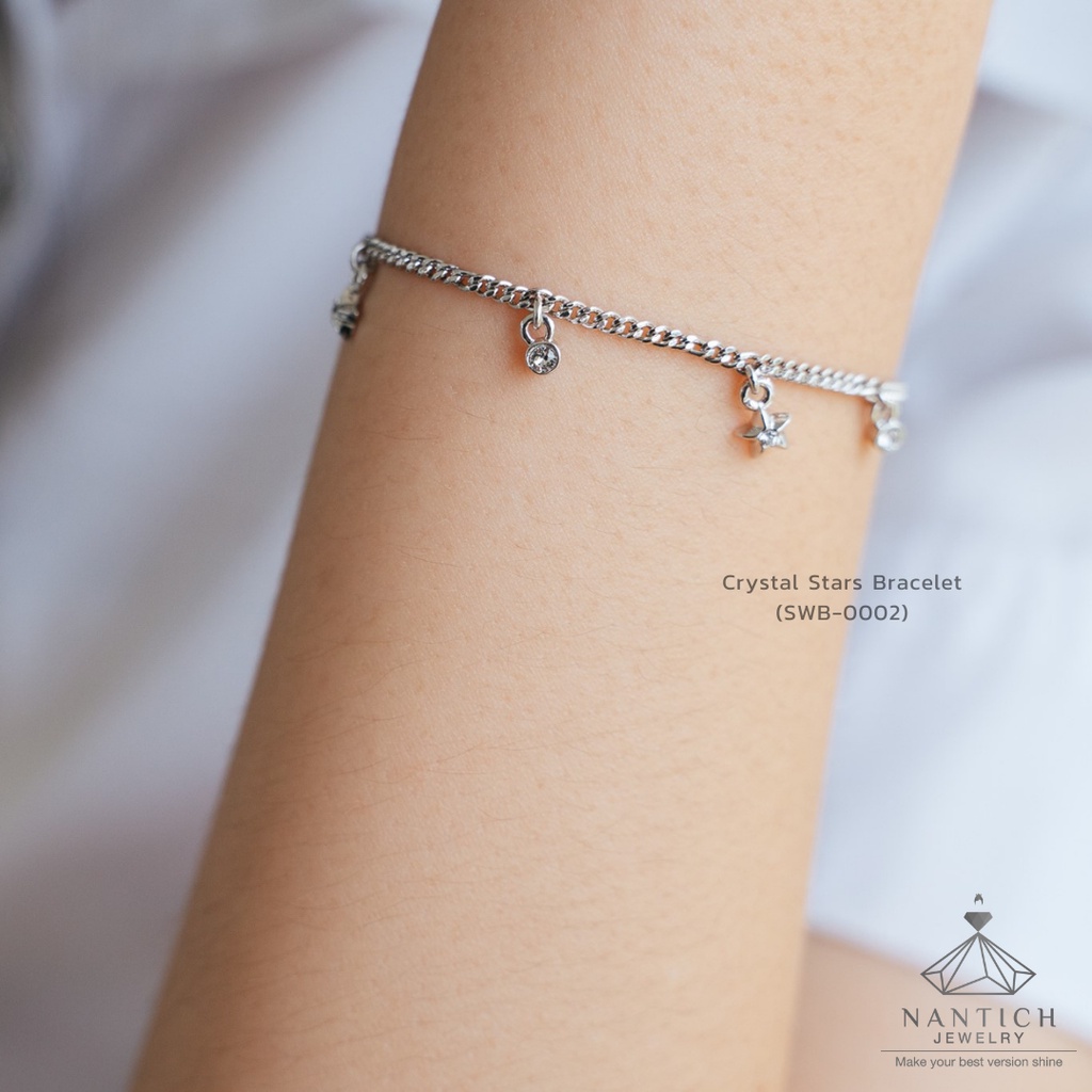 💎👩🏻‍⚕️ [เครื่องประดับ | ปลอดภัย] สร้อยข้อมือ คนแพ้ง่าย : Crystal Stars Bracelet (SWB-0002) Nantich Jewelry - รูปที่ 6