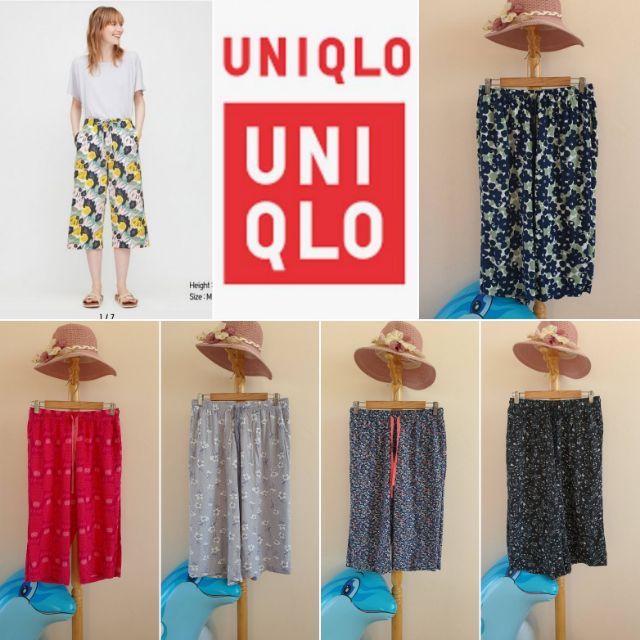 กางเกงUniqlo Women RELACOขา3/4 💯💯สีสันสดใส..ขอบเอวยางยืดเพื่อความสบายเวลาสวมใส่..6