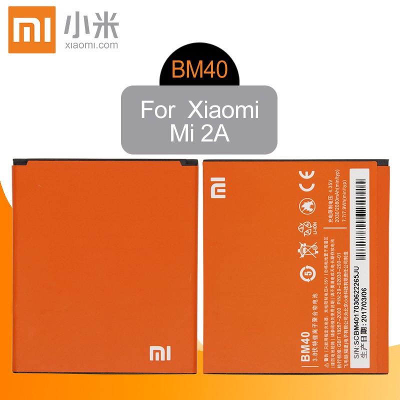 แบตเตอรี่ทดแทนสำหรับXiaomi MI 2 2A Redmi 1S BM40 ของแท้แบตเตอรี่ 2080MAh