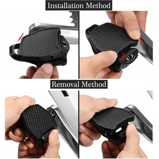 แผ่นรองบันไดคลีท Cleat Cover Self-locking Pedals Road Bike Cleats Platform Adapter For SHIMANO/Look (Black)