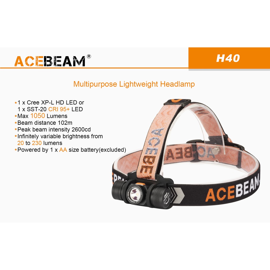ไฟฉายคาดหัว Acebeam H40