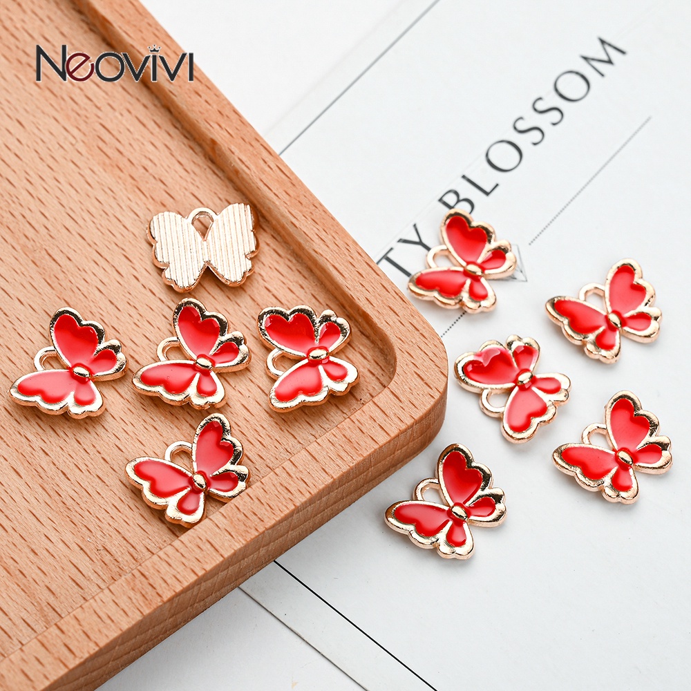 10pcs จี้ผีเสื้อหวาน Multicolor Alloy Drop จี้น้ำมันสำหรับเครื่องประดับทำ DIY สร้อยคอต่างหูสร้อยข้อมือของขวัญวันเกิดแฟชั่น Accessories