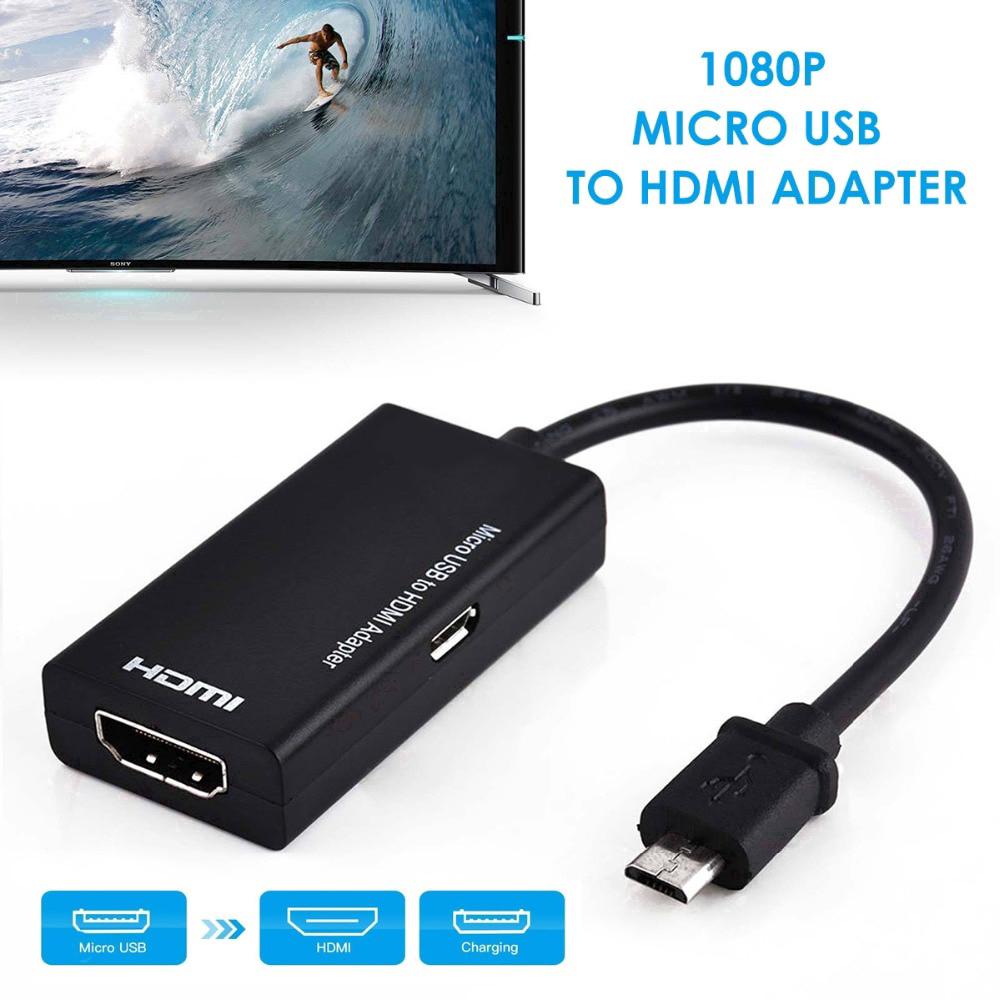 micro usb to hdmi 1080 p hd อะแดปเตอร์สายเคเบิ้ล 1080 p สีดํา