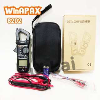 มิเตอร์วัดไฟคลิปแอมป์ดิจิตอล WinAPEX 8202 วัดเเอมป์ACได้600A 6000 counts true rms วัดHz