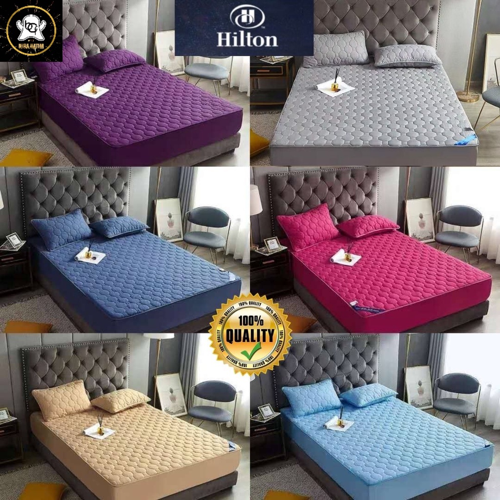 CADAR HILTON VIRAL ANTI KEDUT ผ้าปูที่นอนฟรี 2 ชิ้น PILLOW CASE ที่นอน Cott