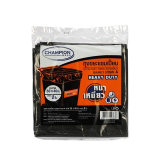 ถุงขยะดำแบบหนา เกรด A 30x40 นิ้ว(แพ็ค8ใบ) สีดำ CHAMPION ถุงขยะ Thick Black Garbage Bags A Grade 30x40 inches (8/Pack) Bl