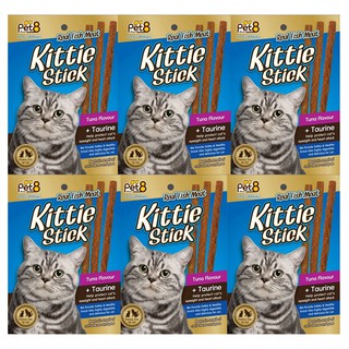 Pet8 Kittie Stick Cat Treat Tuna Flavour + Taurine 6 Sticks (6 packs) อาหารแมว ขนมแมว รสปลาทูน่า + ทอรีน 6 แท่ง (6 ห่อ)