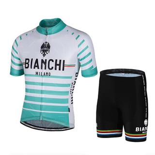 ชุดปั่นจักรยาน ลายทีม Bianchi (ขาวเขียว)