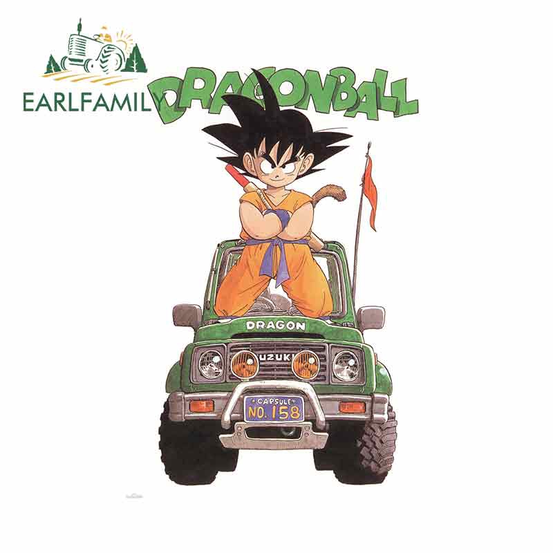 EARLFAMILY 13 ซม.Dragon Ball Goku สติกเกอร์รถการ์ตูนกาวสติกเกอร์ Oem Polyethylene ประตูรถ Protector อุปกรณ์เสริม