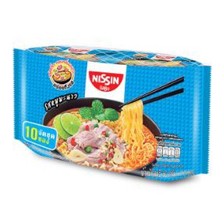 นิสชิน รสหมูมะนาว ขนาด 60กรัม ยกแพ็ค 10ซอง NISSIN NOODLE PORK LIME