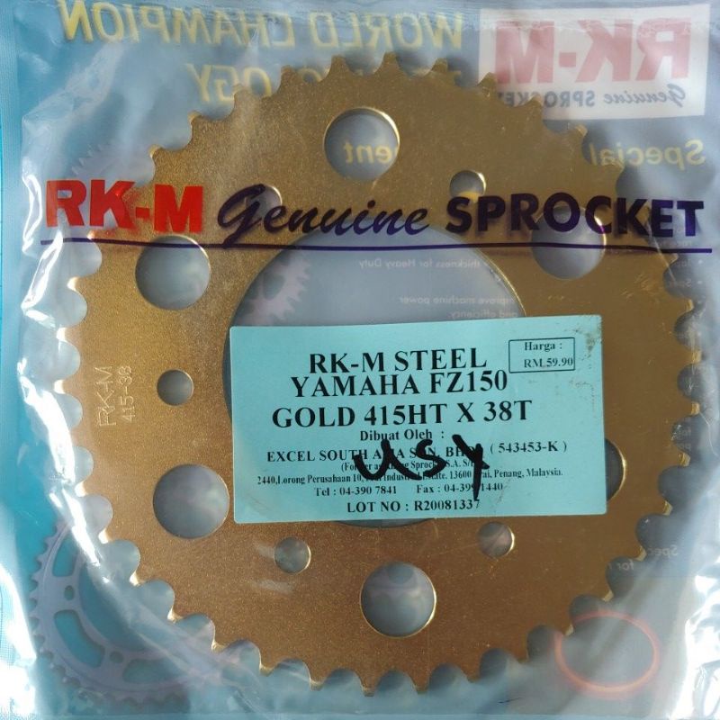 เฟือง Spoket RKM RK-M 415 GOLD 4suku Yamaha Y15 Y15zr ysuku Fz 150 ขนาด 38 39 40 41 42 38T 39T 40T 4