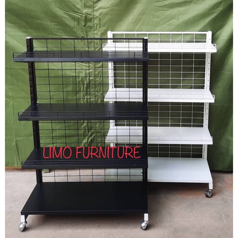 ชั้นวางของหน้าเดียว4ชั้น44x90x133cm. L410ชั้นมีล้อเคลื่อนได้ แผ่นชั้นสามารถปรับระดับได้