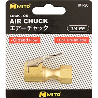 MITO รุ่น MI-50หัวเติมลม เกลียวใน 1/4" PT มีล็อค ทองเหลืองแท้