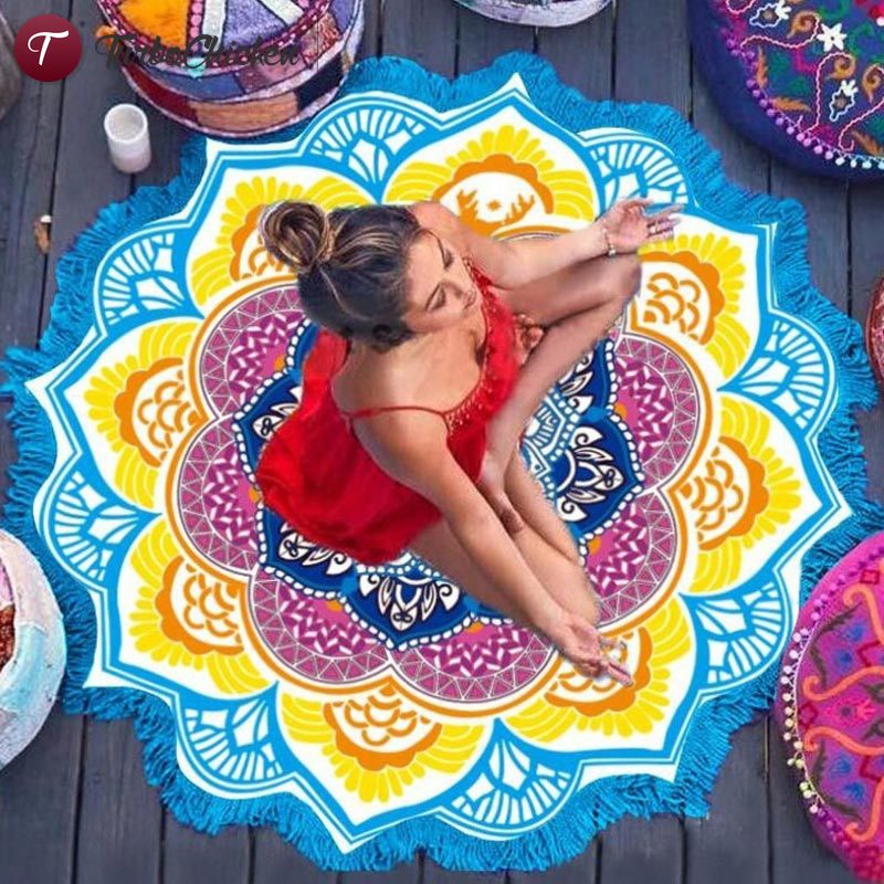 Fashion Bohemian Mandala Round Hippie Beach Mat Bikini Cover Up Towel Yoga Mat