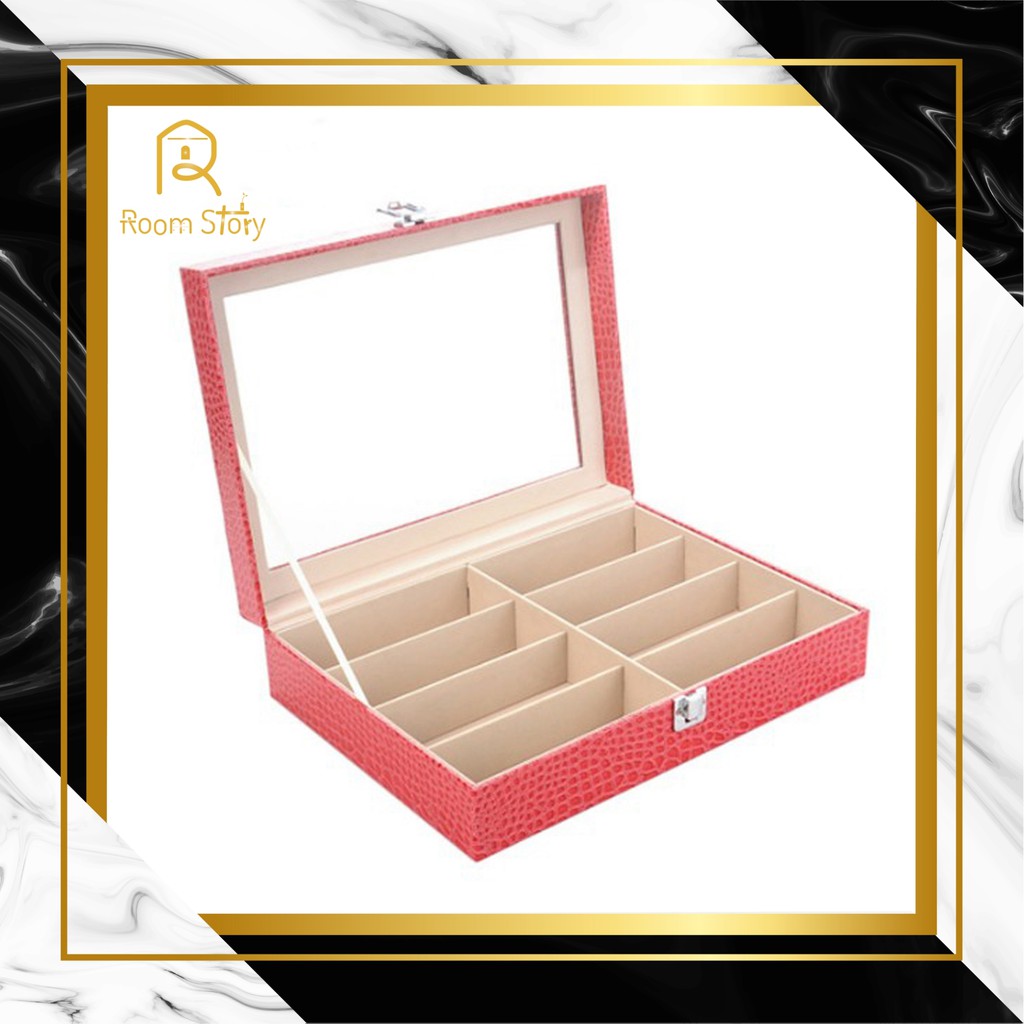Room Story Leather Glasses Box for 8 Glasses - Pink