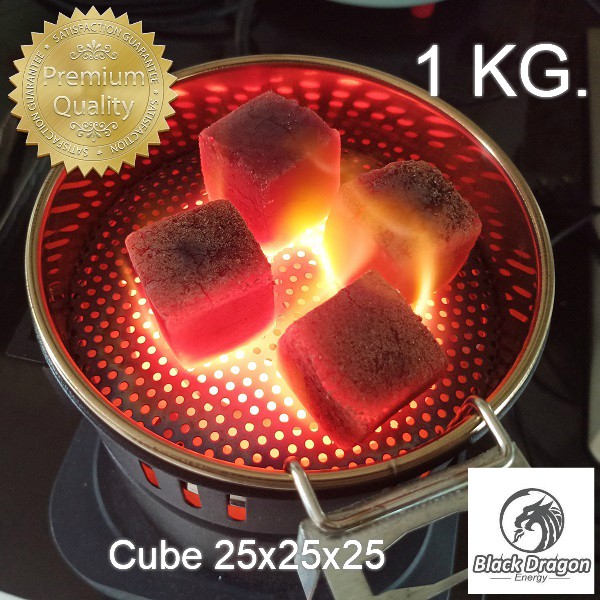 BlackDragon ถ่านบาบีคิว ถ่านอัดแท่งกะลามะพร้าว รูปทรงสี่เหลี่ยมลูกเต๋า Coconut Shell Charcoal Cube 25x25x25 1kg. – โปรปัง