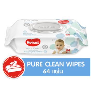 ทิชชู่เปียกฮักกี้ Huggies Huggies Pure Clean Baby Wipes ฮักกี้ส์ เพียว คลีน เบบี้ ไวพ์ 64 Sheet