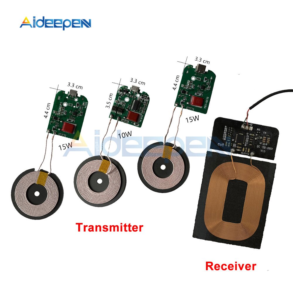 15W 5V 12V Fast CHARGING Wireless Charger Transmitter Receiver โมดูล Type-c USB + Coil Qi ชาร์จสําหร