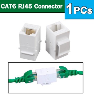 หัว RJ45 CAT6 สีขาว เมีย-เมีย  1 หัว ( 1PCs CAT6 RJ45 for Keystone Jack Female Coupler Insert Snap-in Wall Plate )