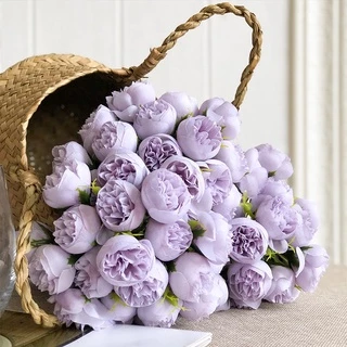 Dualswish 27 หัวประดิษฐ์ Camellia ดอกไม้ Peony Rose ช่อดอกไม้เจ้าสาวดอกไม้สําหรับงานแต่งงานตกแต่งบ้านสํานักงาน