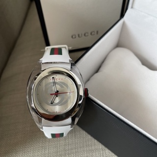 👑ผ่อน0%~แท้100%👑 Gucci Sync YA137107A Watch Quartz White 45mm Rubber Strap