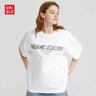 Uniqlo เสื้อยืดลําลองสําหรับสตรีแขนสั้นพิมพ์ลาย Be X Tm ( Billie Eilish ) 424812