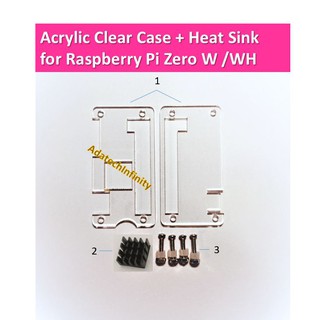 Acrylic Clear Case Transparent Shell  for Raspberry Pi Zero + Heat sink Size 14x14x7mm(Black)