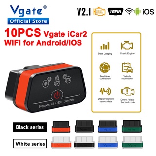 ส่งฟรี เครื่องสแกนเนอร์วินิจฉัยรถยนต์ Vgate iCar2 ELM327 OBD OBD2 Wifi สําหรับ Android IOS ELM 327 ODB2 10 ชิ้น