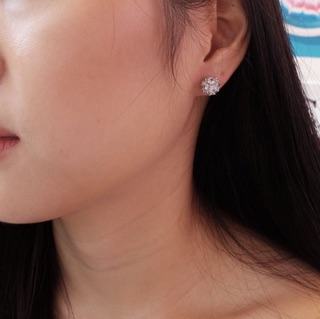 Crystal ball earring -  ต่างหูเงินแท้รูปคริสตัลบอล