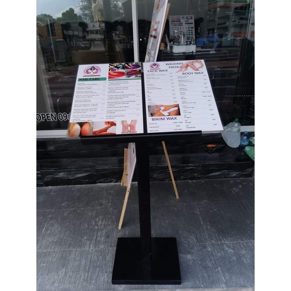 สแตนวางเมนู MENUSTAND WOOD เมนูสแตนไม้ ขาตั้งเมนู แท่นวางเมนูอาหาร ไม้ยางพารา งานคุณภาพดี ประกอบได้ วางเมนู A4 ได้2แผ่น - รูปที่ 7