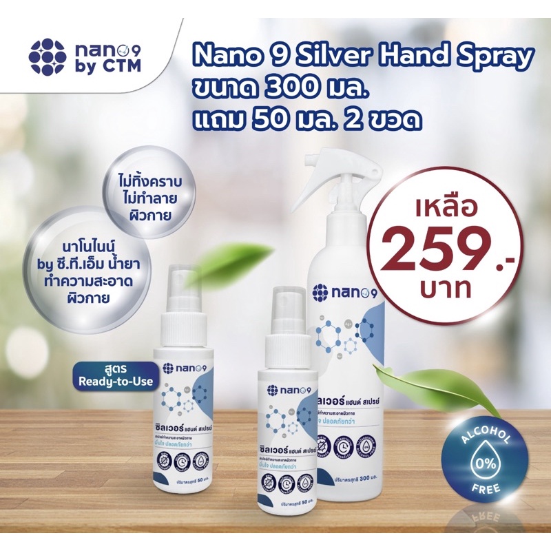 น้ำยาทำความสะอาดNano9 Silver แฮนด์ สเปรย์ 300ml.