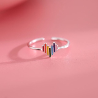 Ring of Sterling Silver Love Girls ความเรียบง่ายของญี่ปุ่นและเกาหลีและแหวนเพชรสด