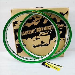 วงล้อ Super Drag Rim 1.40 ขอบ 17 สีเขียว เจาะตา ( ราคาต่อคู่ )