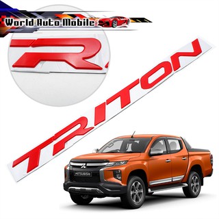 โลโก้ แปะฝากระโปรงหน้า สีแดง "TRITON" อักษรสูง 3.5cm Mitsubishi  L200 Triton 4x2 4x4 ปี2015 - 2019