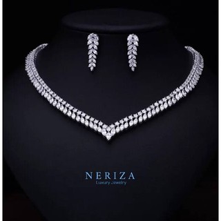 Neriza Jewelry/ เครื่องประดับเจ้าสาวเพชรสังเคราะห์ รับประกันประกายไฟเทียบเท่าเพชรแท้ จัดส่งฟรีพร้อมกล่อง NSW014