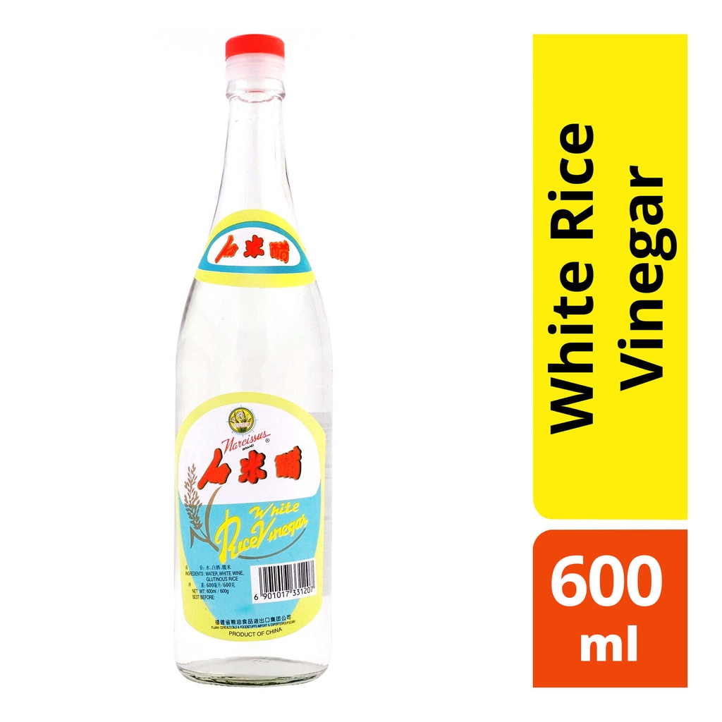 น้ำส้มสายชูหมักจากข้าวเหนียว White Rice Vinegar (Narcissus Rice Vinegar 白米醋 600ml) Product Of china