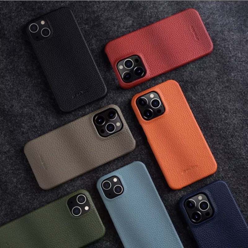 สินค้ามือสอง-เคส iPhone 13 Pro Max เคสหนังแท้ leather case สีส้ม ของแท้