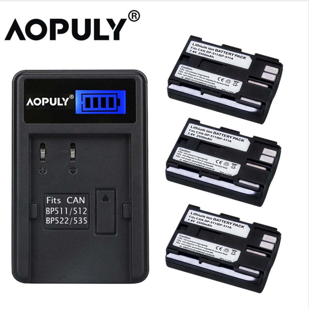 Hot 3x 2650mah bateria BP-511 BP 511 BP511 BP-511A BP511A Battery + LCD USB Charger for Canon EOS 40