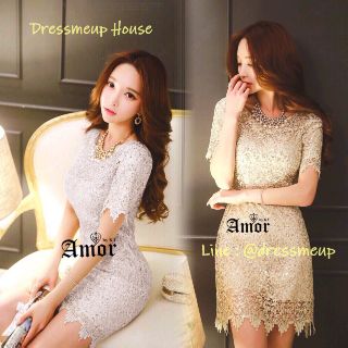 ชุดออกงาน ชุดราตรี ชุดลูกไม้ ชุดเดรส 006# ✨✨Amor Luxury Embroidery Glitter Dress✨✨