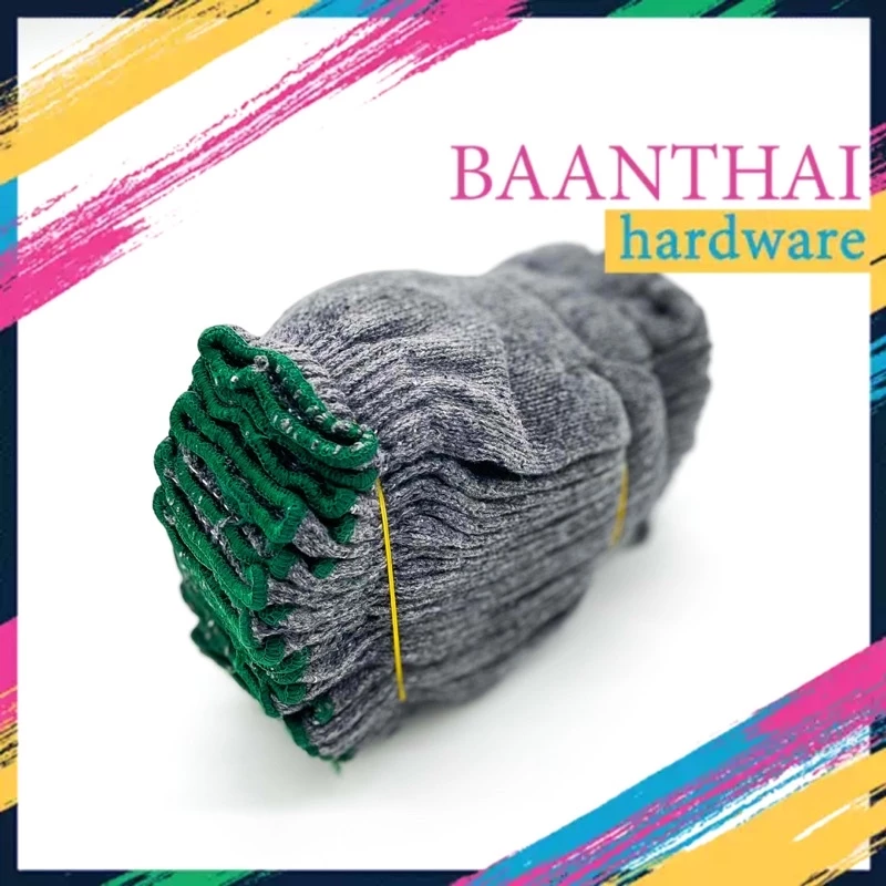 ถุงมือผ้าฝ้าย อย่างหนา 12คู่ สีขาว/สีเทา thumbnail 6