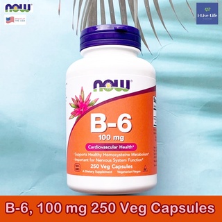 วิตามินบี6 Vitamin B-6, 100 mg 250 Veg Capsules B6 - Now Foods