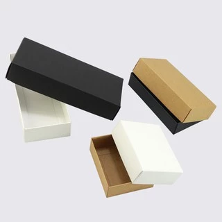 กล่องฝาครอบ กล่องของขวัญกระดาษคราฟท์สีน้ำตาล/ดำ/ขาว