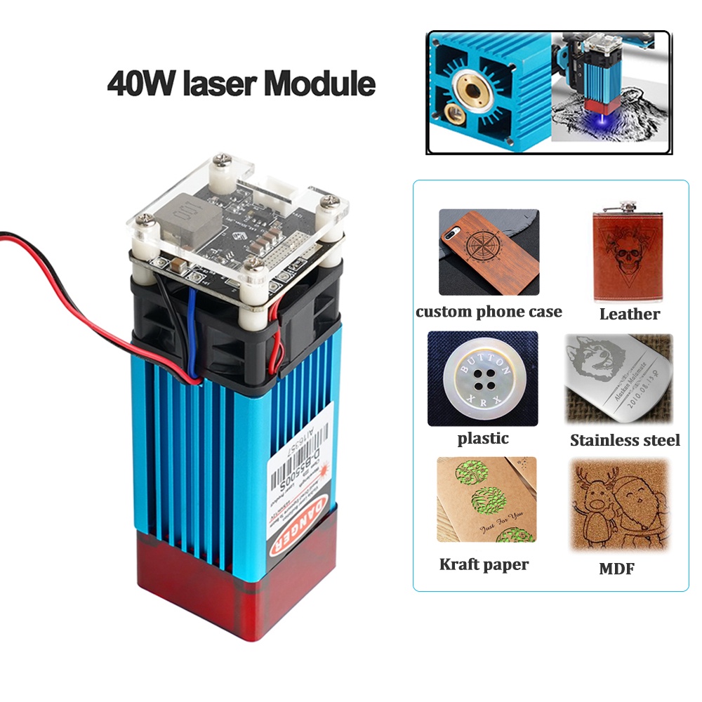 Twotrees 40W laser Module Laser Head 450nm Blue Laser TTL Set 5500mw for Laser Printer Engraving Mac