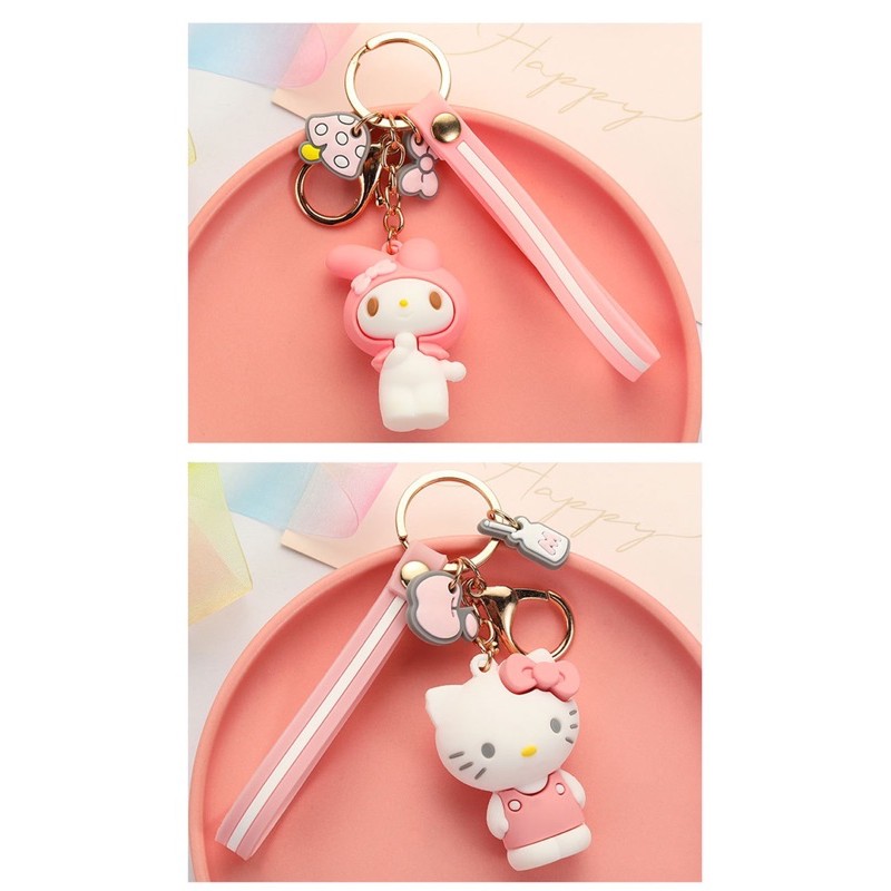 พวงกุญแจ Hello Kitty พวงกุญแจ Melody 3D Charm น่ารัก พวงกุญแจ Hello Kitty สําหรับสาวผู้หญิง
