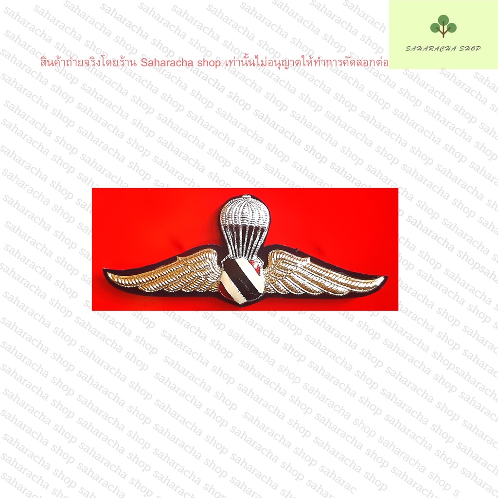 ปีกเหินเวหา  ปีกกระโดดหอรูปธง ปีกกระโดดหอตัวหนังสือทอ. เครื่องหมายโลหะ  แบบเข็มหมุด - รูปที่ 4